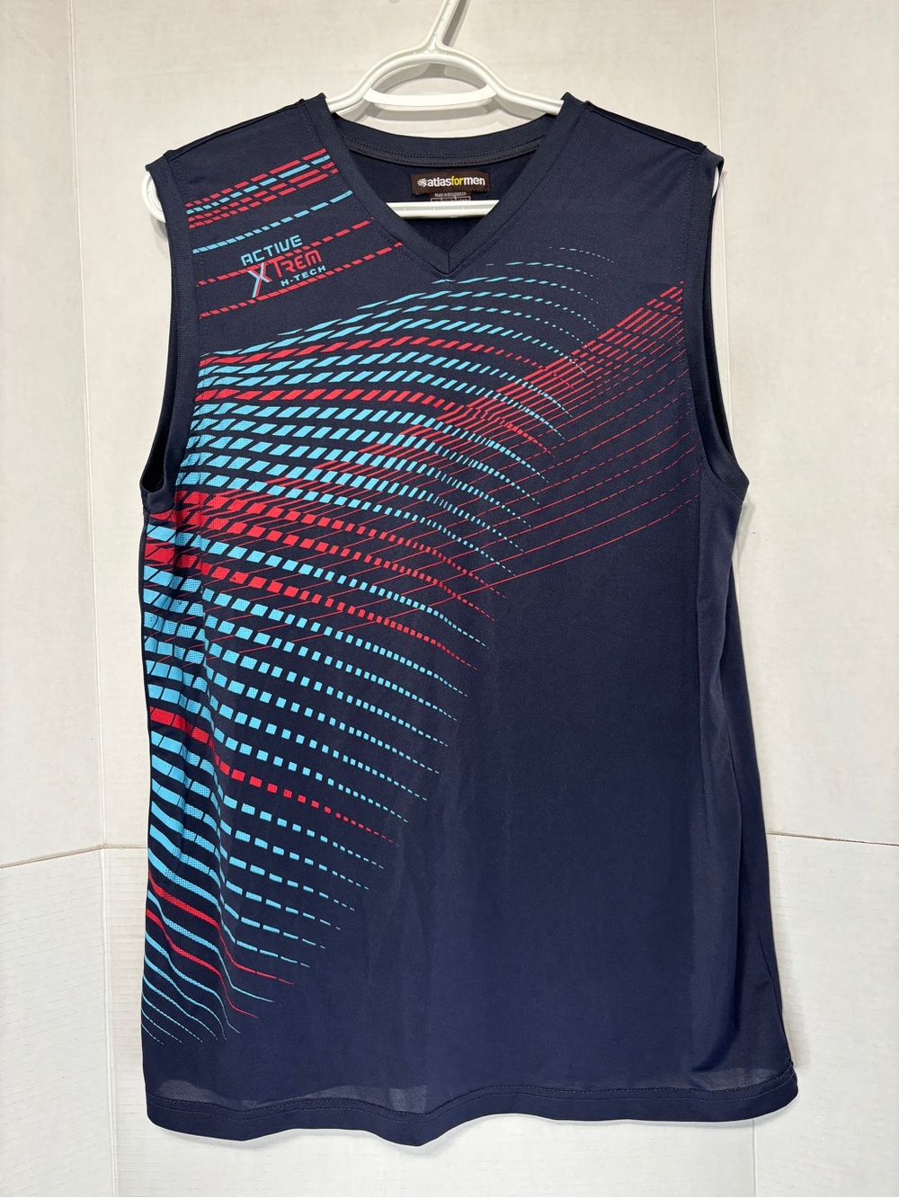 Atlas for Men Navy Graphic Athletic Tank Top Lightweight Summer Beach Shirt